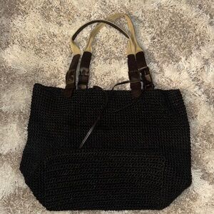Black Woven Tote Bag